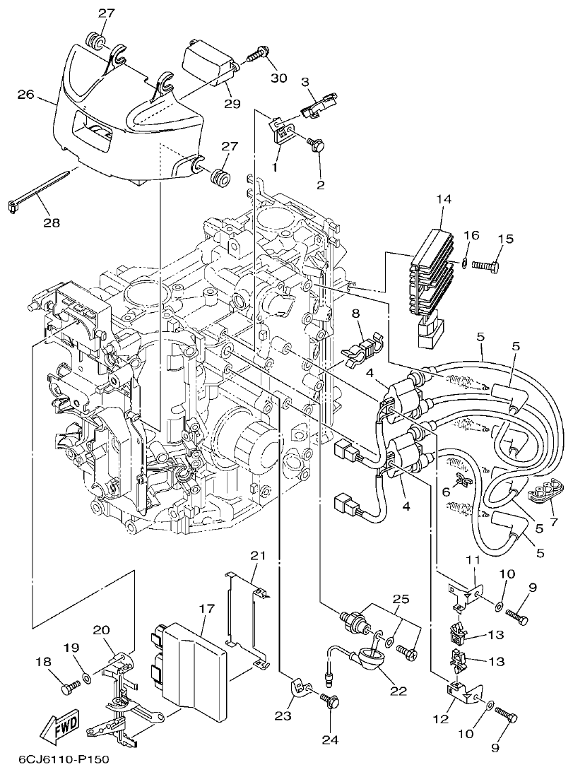 Yamaha F70AET ELECTRICAL 1 parts diagram